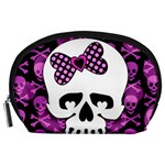 Pink Polka Dot Bow Skull Accessory Pouch (Large)
