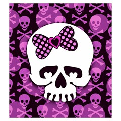 Pink Polka Dot Bow Skull Drawstring Pouch (Medium) from UrbanLoad.com Front