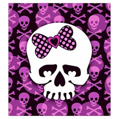 Pink Polka Dot Bow Skull Drawstring Pouch (Large) from UrbanLoad.com Front
