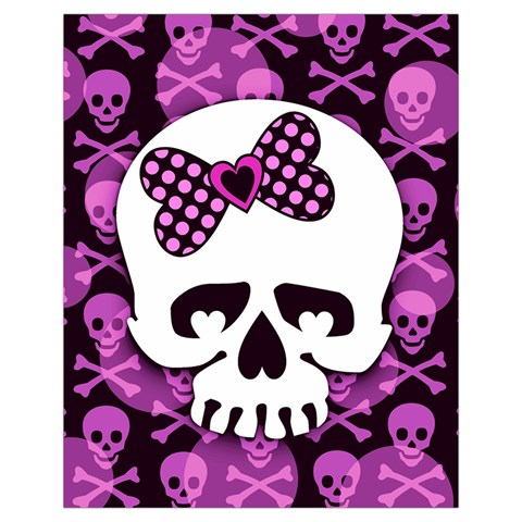 Pink Polka Dot Bow Skull Drawstring Pouch (XL) from UrbanLoad.com Front