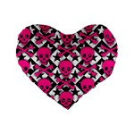 Pink Skulls & Stars Standard 16  Premium Heart Shape Cushion 