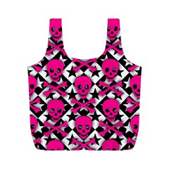 Pink Skulls & Stars Full Print Recycle Bag (M) from UrbanLoad.com Front