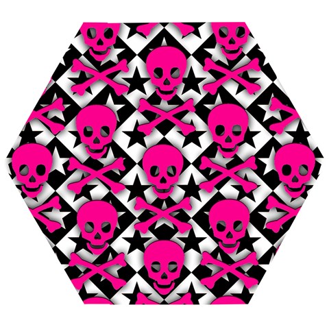 Pink Skulls & Stars Wooden Puzzle Hexagon from UrbanLoad.com Front