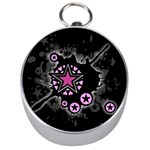 Pink Star Explosion Silver Compass