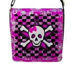 Pink Star Skull Flap Closure Messenger Bag (L)