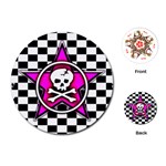 Pink Star Skull Checker Playing Cards Single Design (Round)