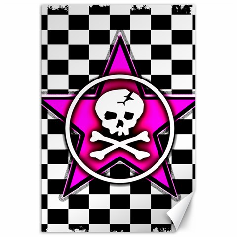 Pink Star Skull Checker Canvas 20  x 30  from UrbanLoad.com 19.62 x28.9  Canvas - 1