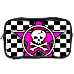 Pink Star Skull Checker Toiletries Bag (Two Sides) from UrbanLoad.com Back