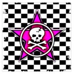 Pink Star Skull Checker Large Satin Scarf (Square)