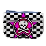 Pink Star Skull Checker Large Coin Purse