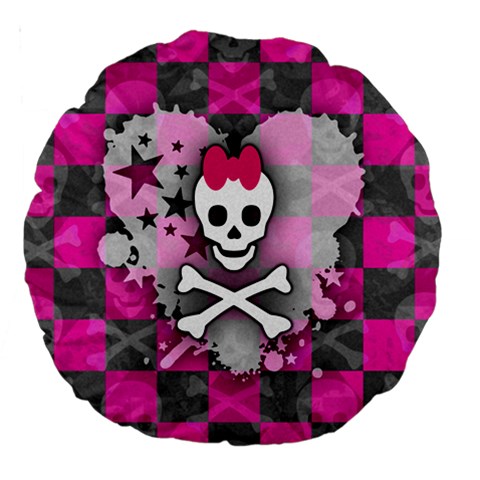 Princess Skull Heart Large 18  Premium Round Cushion  from UrbanLoad.com Back