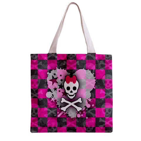 Princess Skull Heart Zipper Grocery Tote Bag from UrbanLoad.com Back