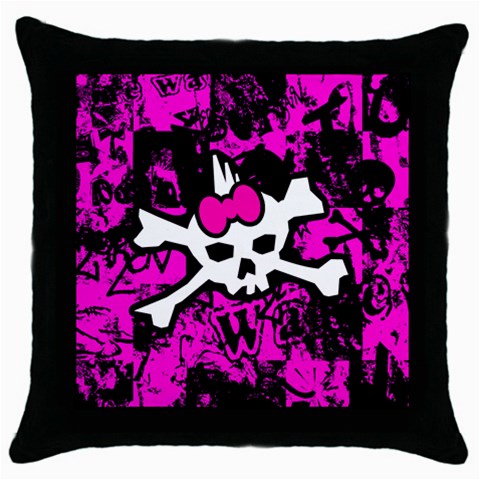 Punk Skull Princess Throw Pillow Case (Black) from UrbanLoad.com Front
