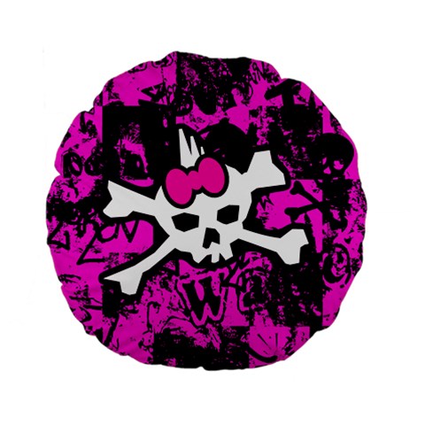 Punk Skull Princess Standard 15  Premium Flano Round Cushion  from UrbanLoad.com Front