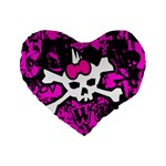 Punk Skull Princess Standard 16  Premium Flano Heart Shape Cushion 