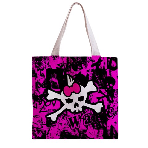 Punk Skull Princess Zipper Grocery Tote Bag from UrbanLoad.com Front