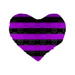 Purple Goth Skulls  Standard 16  Premium Heart Shape Cushion 