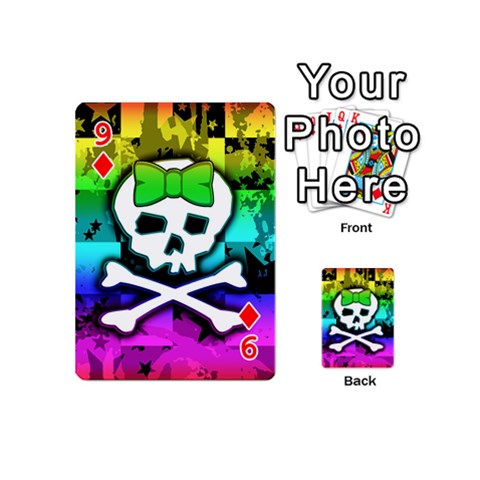 Rainbow Skull Playing Cards 54 Designs (Mini) from UrbanLoad.com Front - Diamond9
