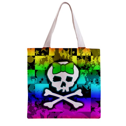 Rainbow Skull Zipper Grocery Tote Bag from UrbanLoad.com Back