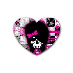 Scene Kid Girl Skull Rubber Heart Coaster (4 pack)