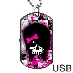 Scene Kid Girl Skull Dog Tag USB Flash (Two Sides) from UrbanLoad.com Front