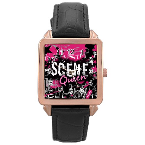 Scene Queen Rose Gold Leather Watch  from UrbanLoad.com Front