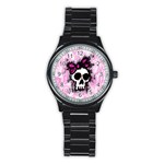 Sketched Skull Princess Stainless Steel Round Watch