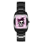 Sketched Skull Princess Stainless Steel Barrel Watch