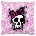 Sketched Skull Princess Large Flano Cushion Case (Two Sides)