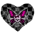 Skull Butterfly Large 19  Premium Heart Shape Cushion