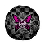 Skull Butterfly Standard 15  Premium Flano Round Cushion 