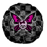 Skull Butterfly Large 18  Premium Flano Round Cushion 