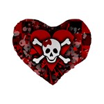 Skull Romance  Standard 16  Premium Heart Shape Cushion 