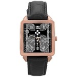Spider Web Cross Rose Gold Leather Watch 
