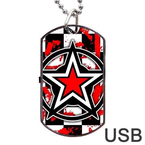 Star Checkerboard Splatter Dog Tag USB Flash (One Side) from UrbanLoad.com Front