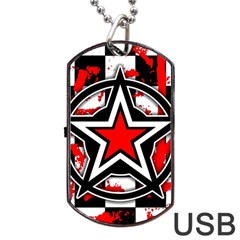 Star Checkerboard Splatter Dog Tag USB Flash (Two Sides) from UrbanLoad.com Front