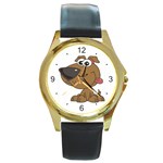 Funny Dog Round Gold Metal Watch