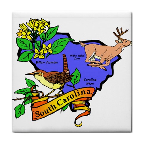 South Carolina State Symbols Tile Coaster from UrbanLoad.com Front