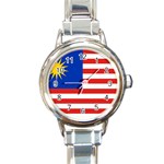 800px-Flag_of_Malaysia_svg Round Italian Charm Watch