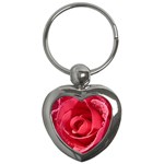 Glorious Pink Rose Flower Key Chain (Heart)