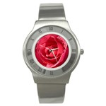 Glorious Pink Rose Flower Stainless Steel Watch