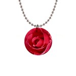 Glorious Pink Rose Flower 1  Button Necklace