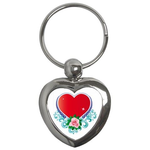 Heart and Rose Flower Key Chain (Heart) from UrbanLoad.com Front