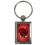 Beautiful Red Rose Flower Key Chain (Rectangle)