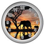 Elephant Animal M8 Wall Clock (Silver)