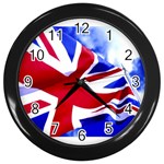 Union Jack Flag X2 Wall Clock (Black)