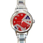 Union Jack Flag Round Italian Charm Watch