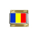 Romanian Flag Gold Trim Italian Charm (9mm)