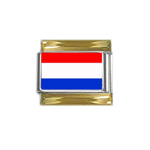 Netherlands Flag Holland Gold Trim Italian Charm (9mm) from UrbanLoad.com Front