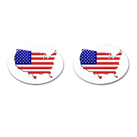 American Map Flag Cufflinks (Oval) from UrbanLoad.com Front(Pair)